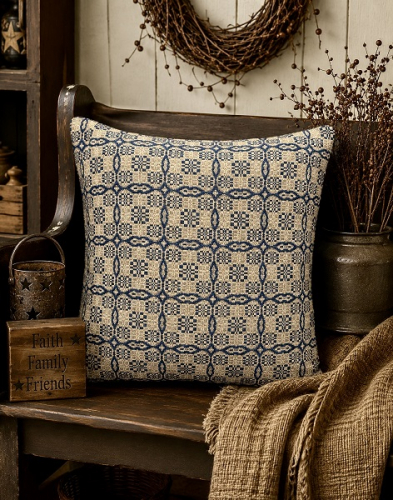 SARATOGA NAVY/TAN PILLOW 20X20